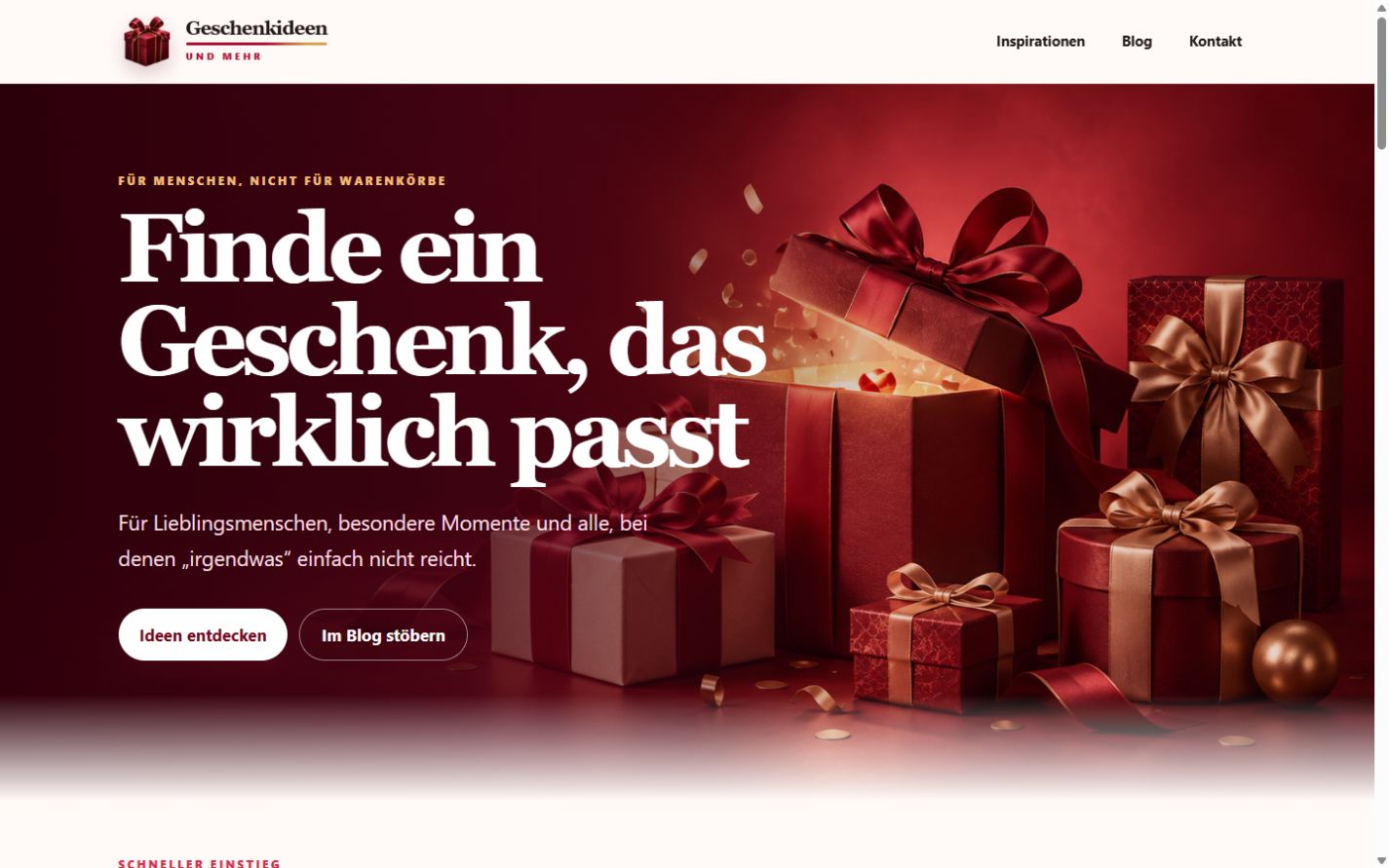 Aktuelle Startseite von Geschenkideen und mehr