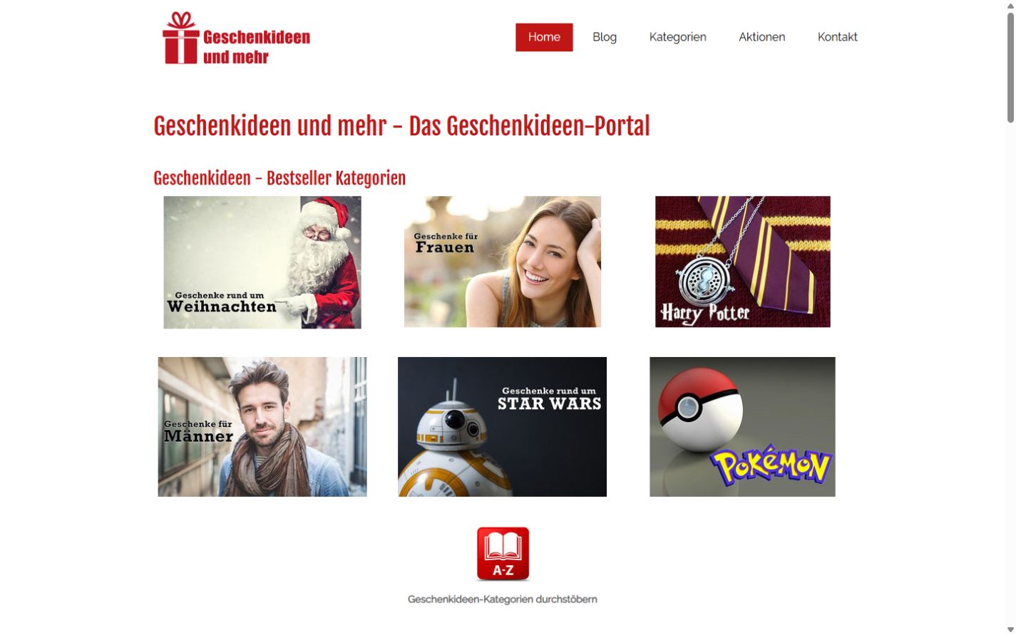 Geschenkideen und mehr: bisherige Jimdo-Startseite